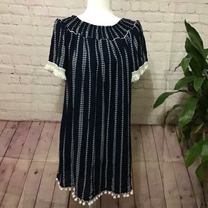 Umgee Boho Dress With Pom Pom Hem
